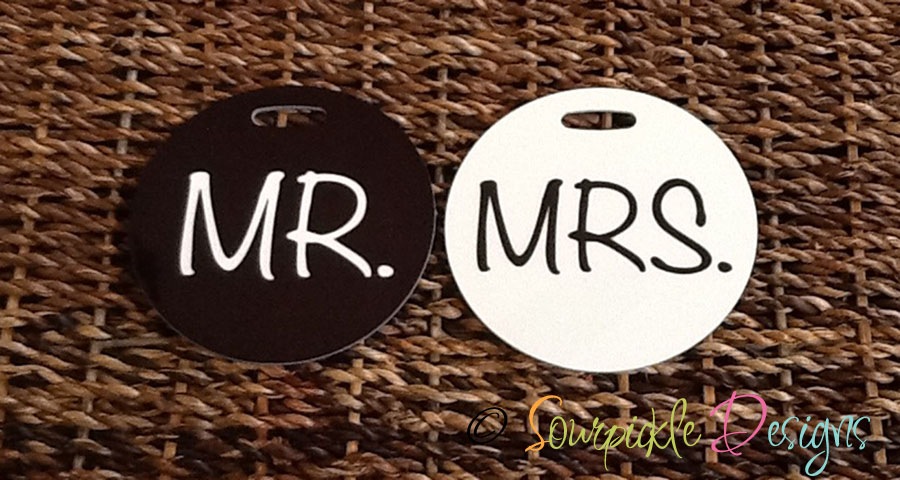 Mr & Mrs Luggage Tags made with sublimation printing